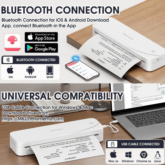 M833 Inkless Thermal Printer Support 8.5''  ISO, Android & laptop 2024 - Picture 8 of 8